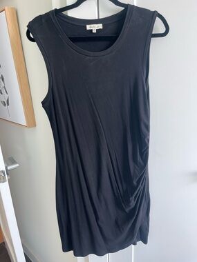 Another Love Black Sleeveless Ruched Side Tank Dress